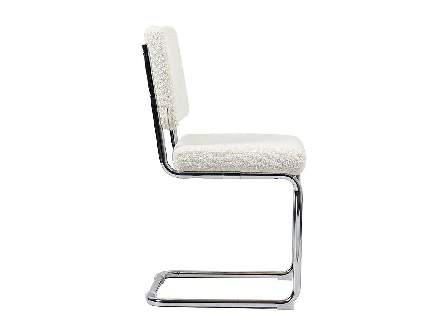 Lot de 2 chaises en tissu bouclé écru et métal chromé - Dulce