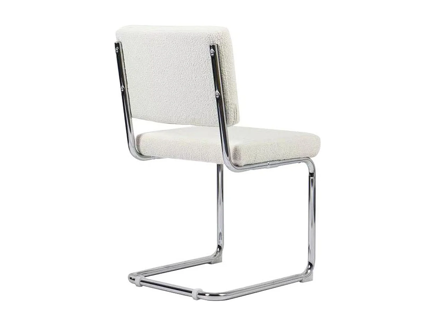 Lot de 2 chaises en tissu bouclé écru et métal chromé - Dulce