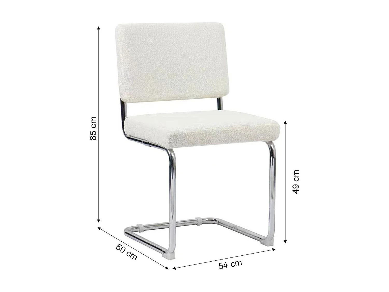 Lot de 2 chaises en tissu bouclé beige et métal chromé - Dulce