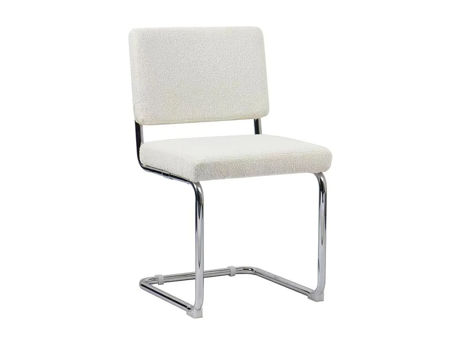 Lot de 2 chaises en tissu bouclé beige et métal chromé - Dulce