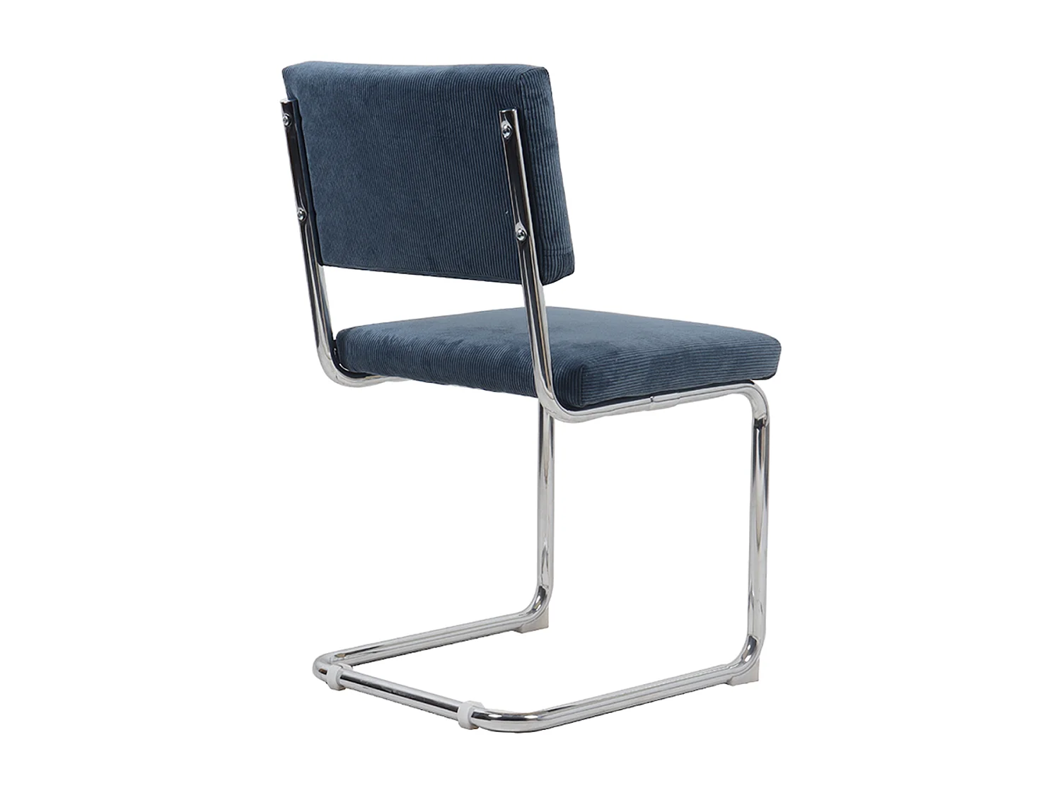 Lot de 2 chaises en velours côtelé bleu et métal chromé - Dulce