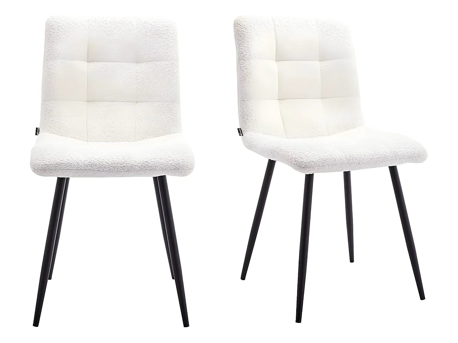 Lot de 2 chaises en tissu bouclette écru, piètement noir - Iggy
