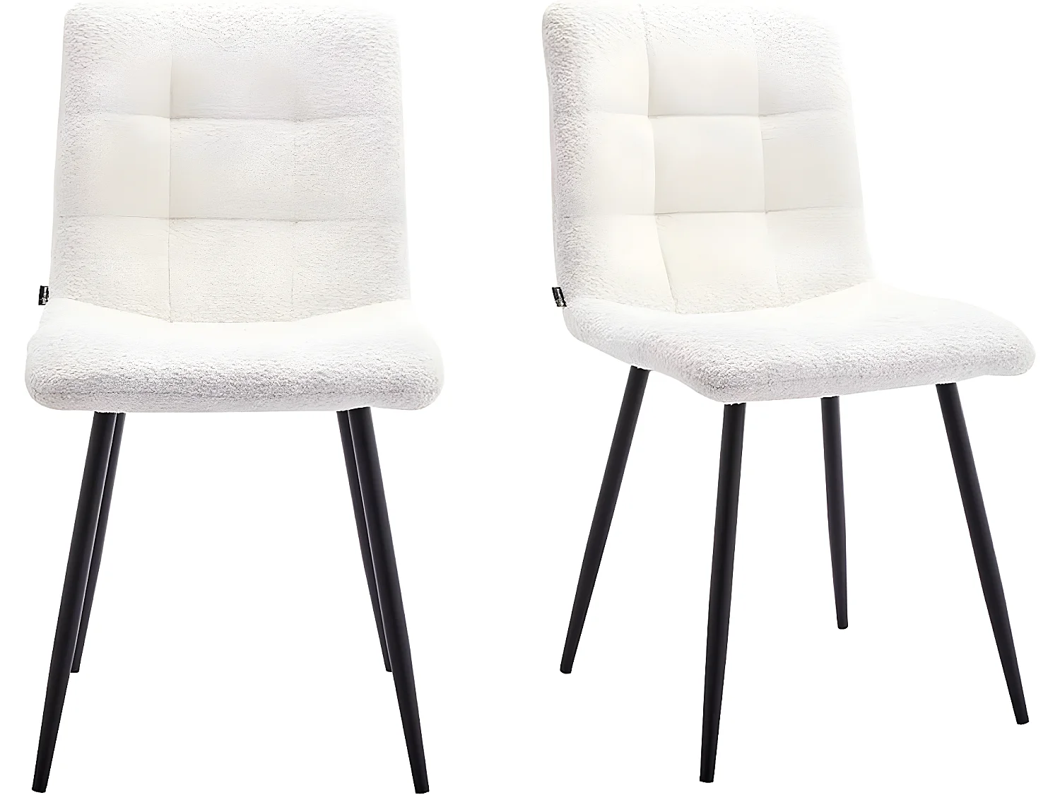 Lot de 2 chaises en tissu bouclette écru, piètement noir - Iggy
