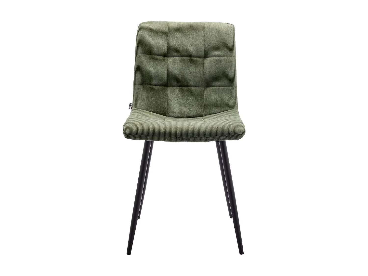 Lot de 2 chaises en velours côtelé vert, piètement noir - Iggy
