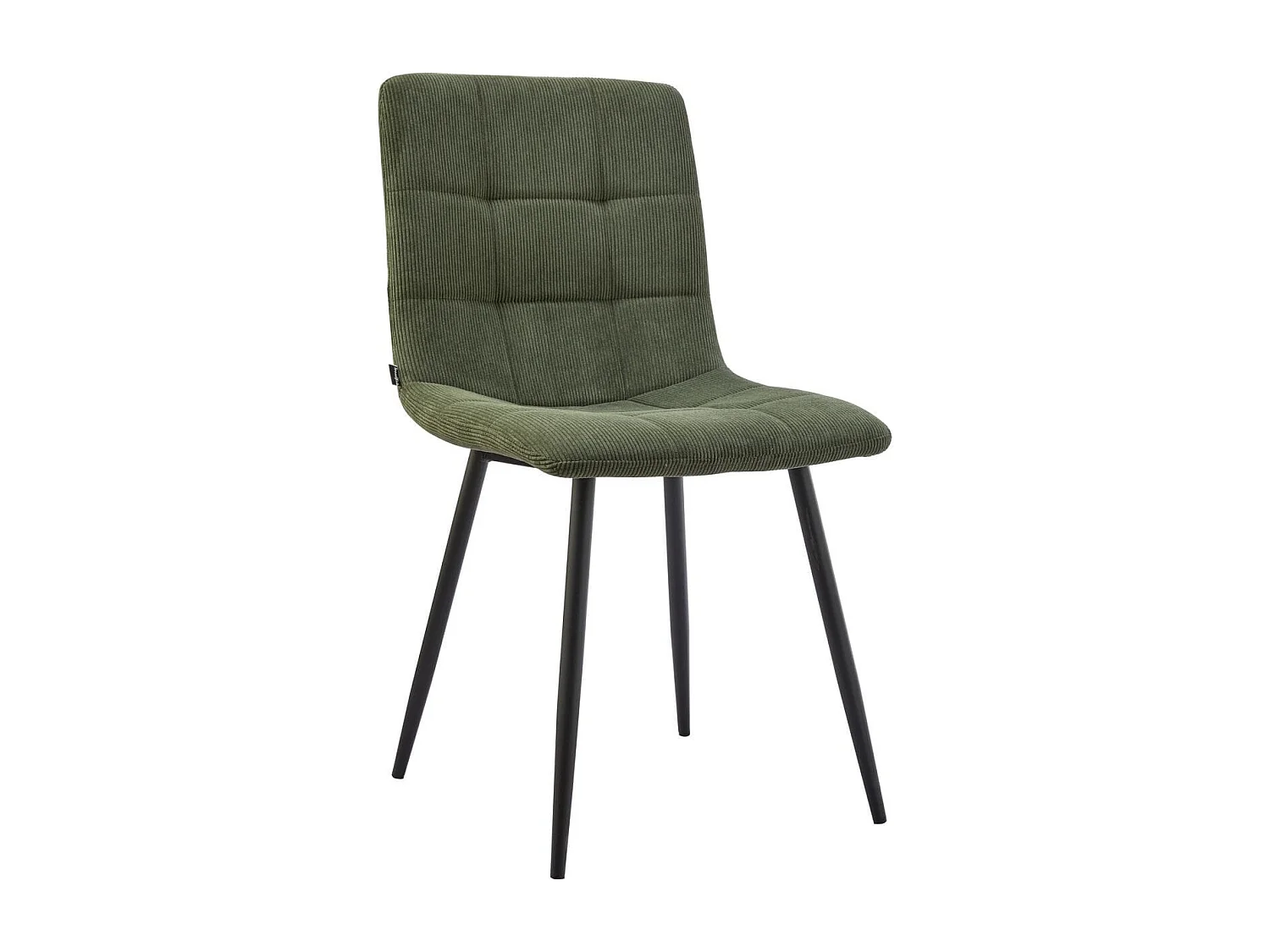Lot de 2 chaises en velours côtelé vert, piètement noir - Iggy