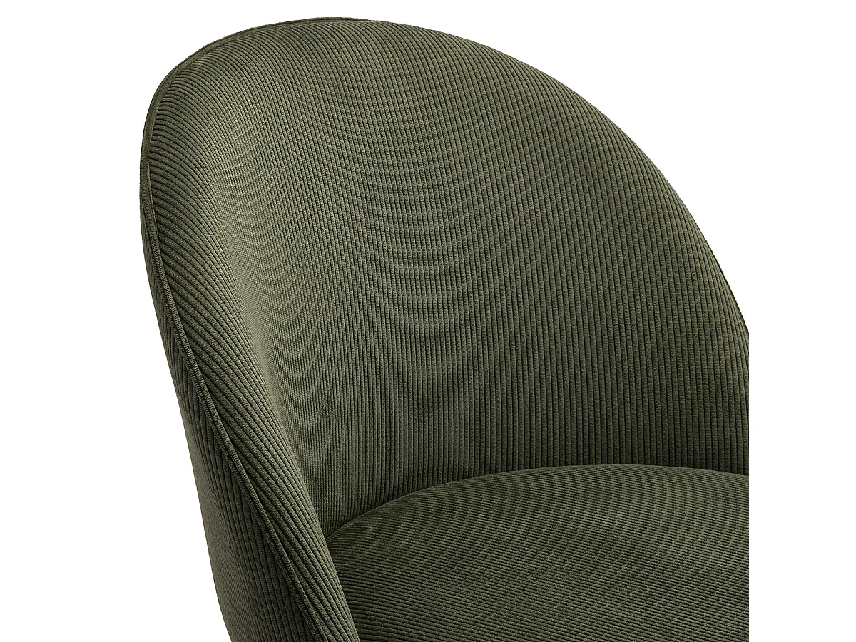 Lot de 2 tabourets de bar en velours côtelé vert, piètement noir - Alta