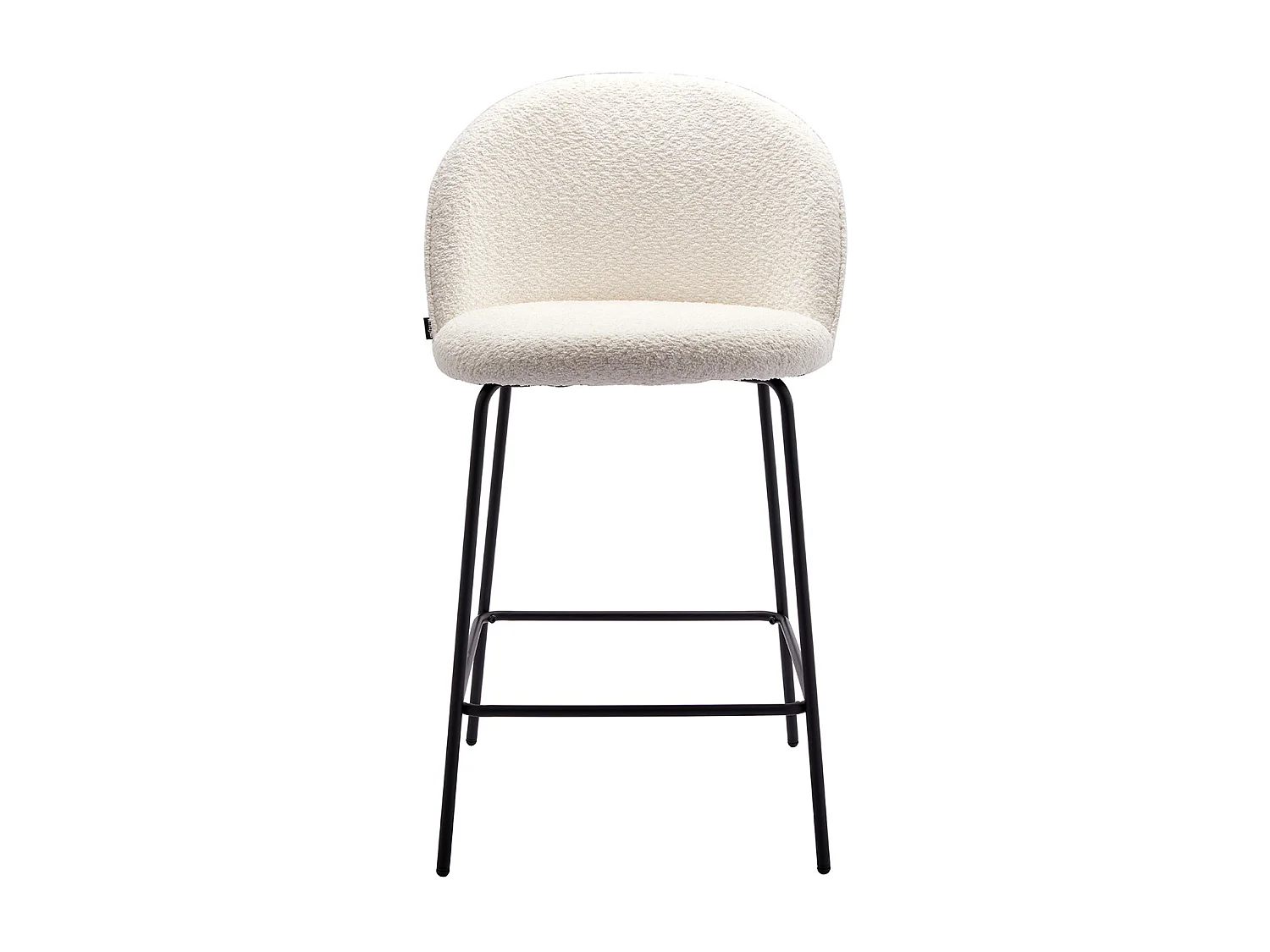 Lot de 2 tabourets de bar en tissu bouclette écru, piètement noir - Alta