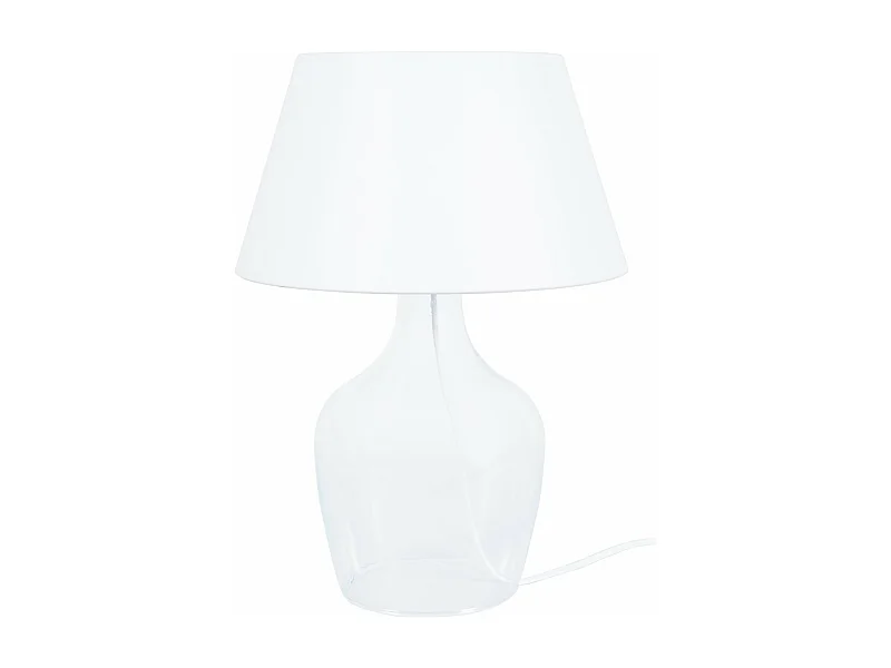 Lampe de chevet bouteille verre  transparent  36 cm.