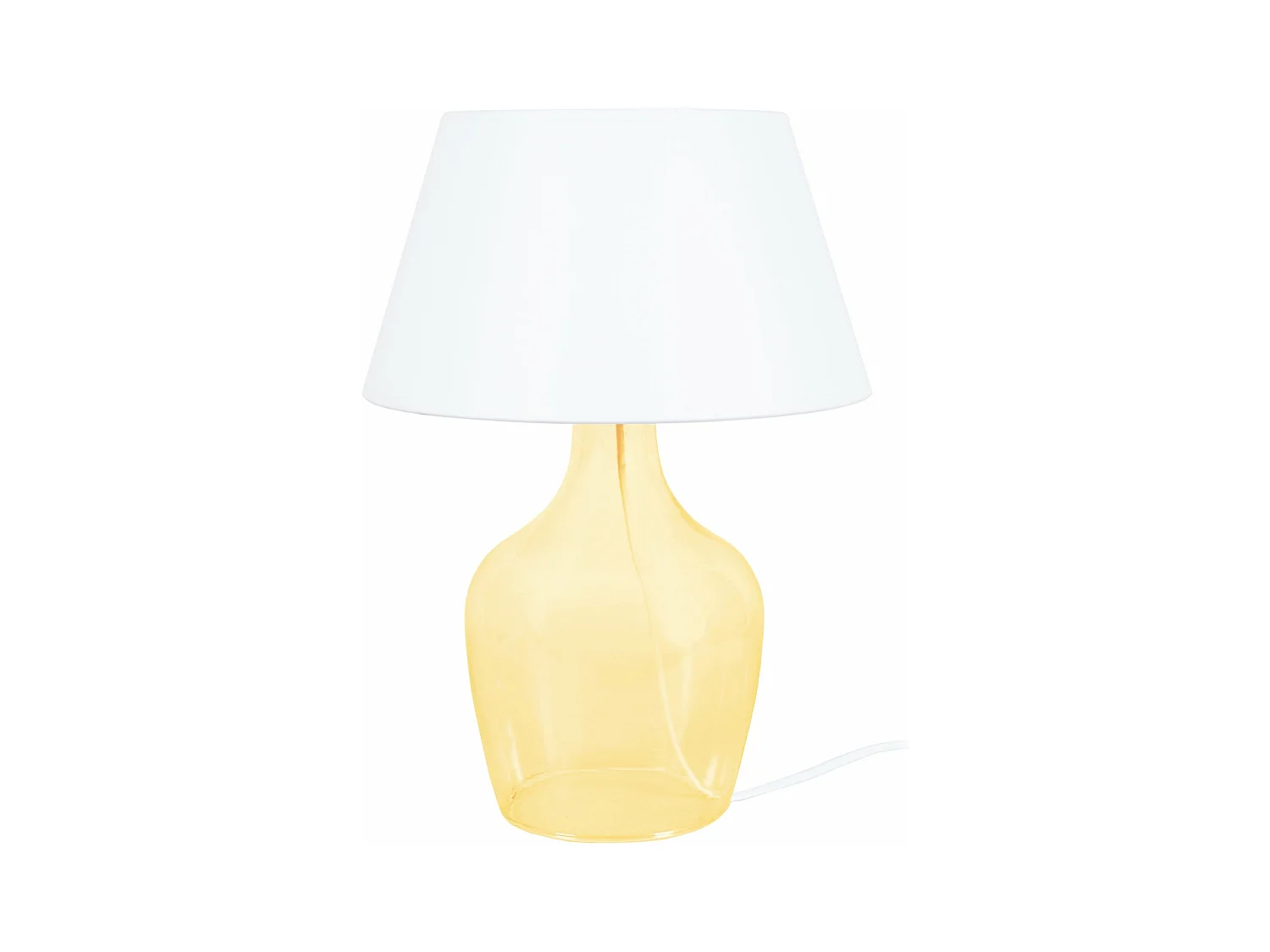 Lampe de chevet bouteille verre  jaune 36 cm.
