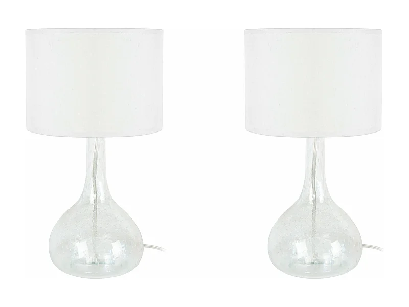 Pair de Lampes de chevet bouteille verre boulé  transparent  34 cm.