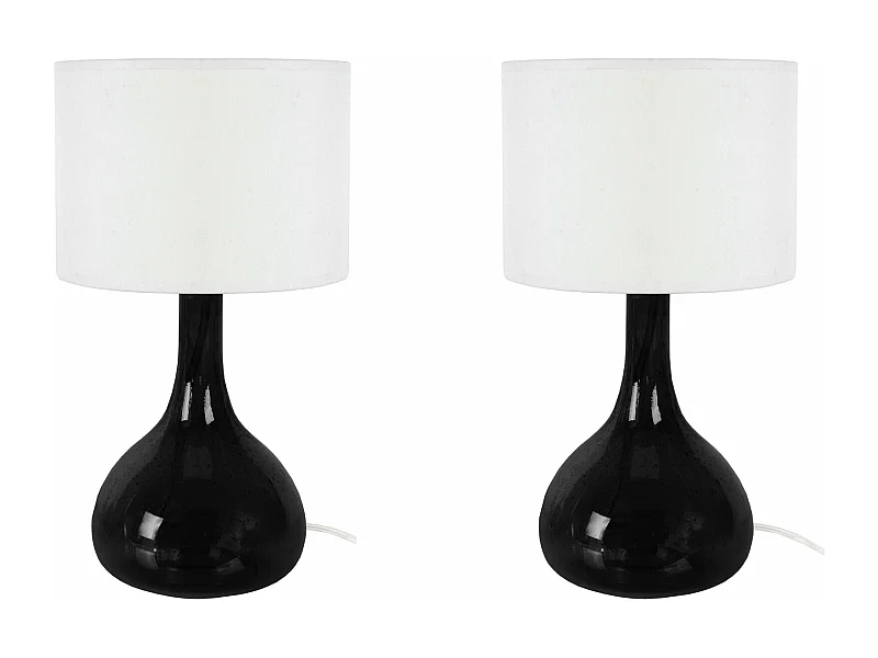 Pair de Lampes de chevet bouteille verre boulé  noir 34 cm.