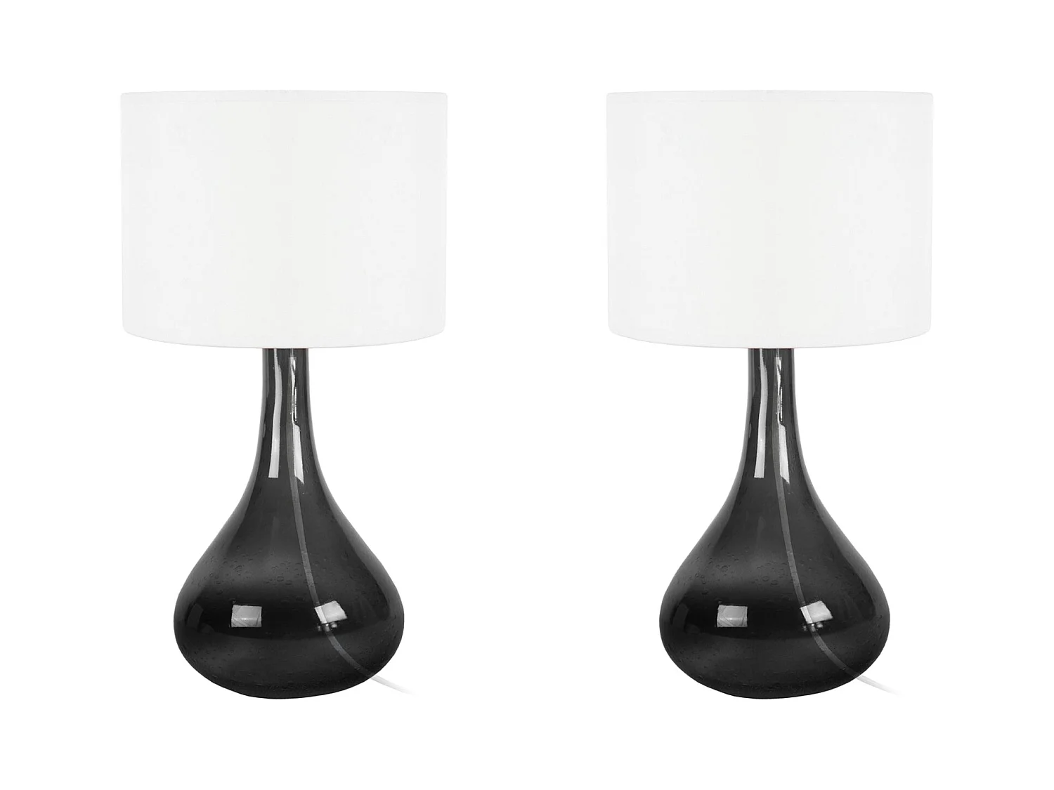 Pair de Lampes de chevet bouteille verre boulé  fumé 34 cm.