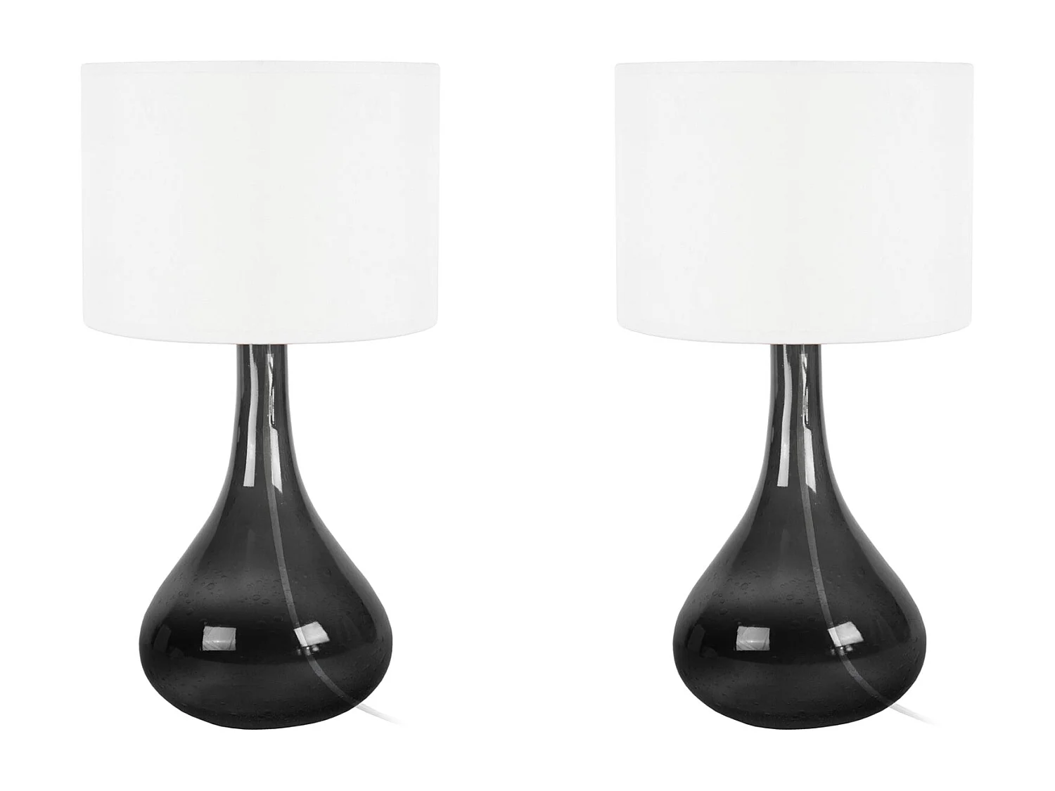 Pair de Lampes de chevet bouteille verre boulé  fumé 34 cm.