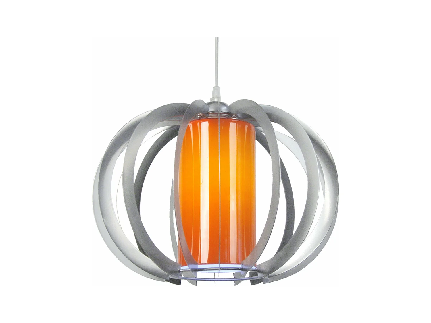 Suspension globe métal  aluminium,orange 90 cm.