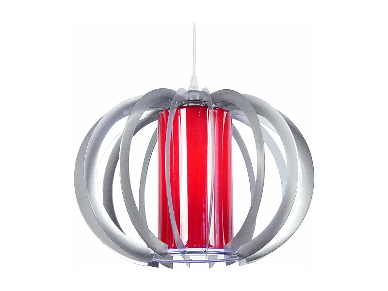 Suspension globe métal  aluminium,rouge 90 cm.