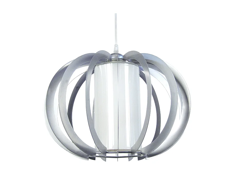 Suspension globe métal  aluminium,blanc 90 cm.