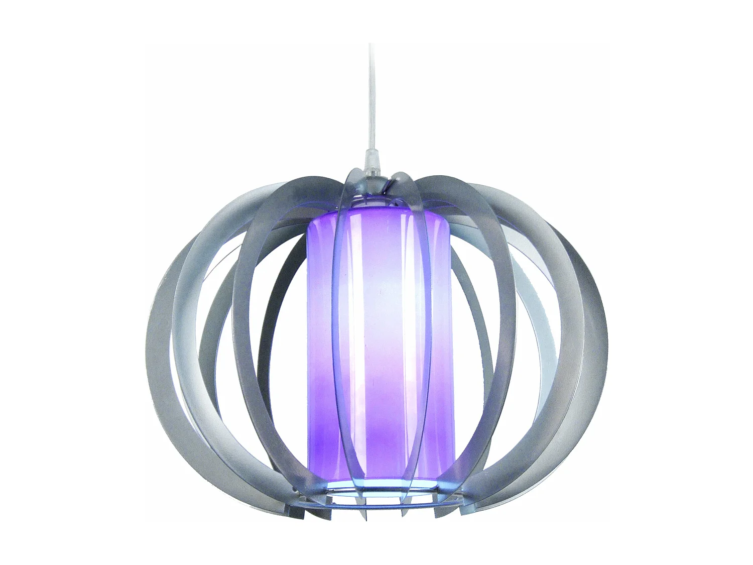 Suspension globe métal  aluminium,violet 90 cm.