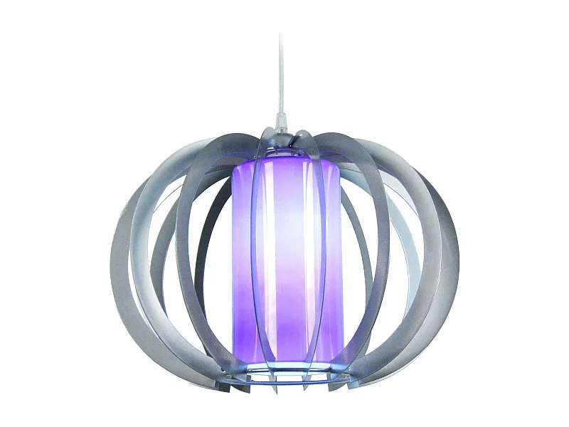 Suspension globe métal  aluminium,violet 90 cm.