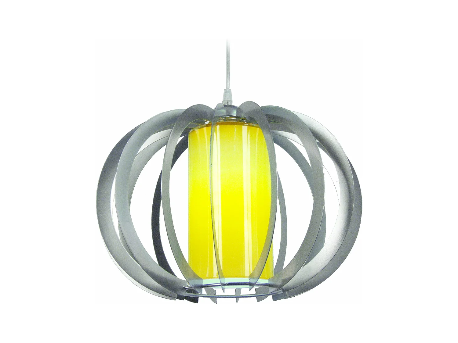 Suspension globe métal  aluminium,jaune 90 cm.