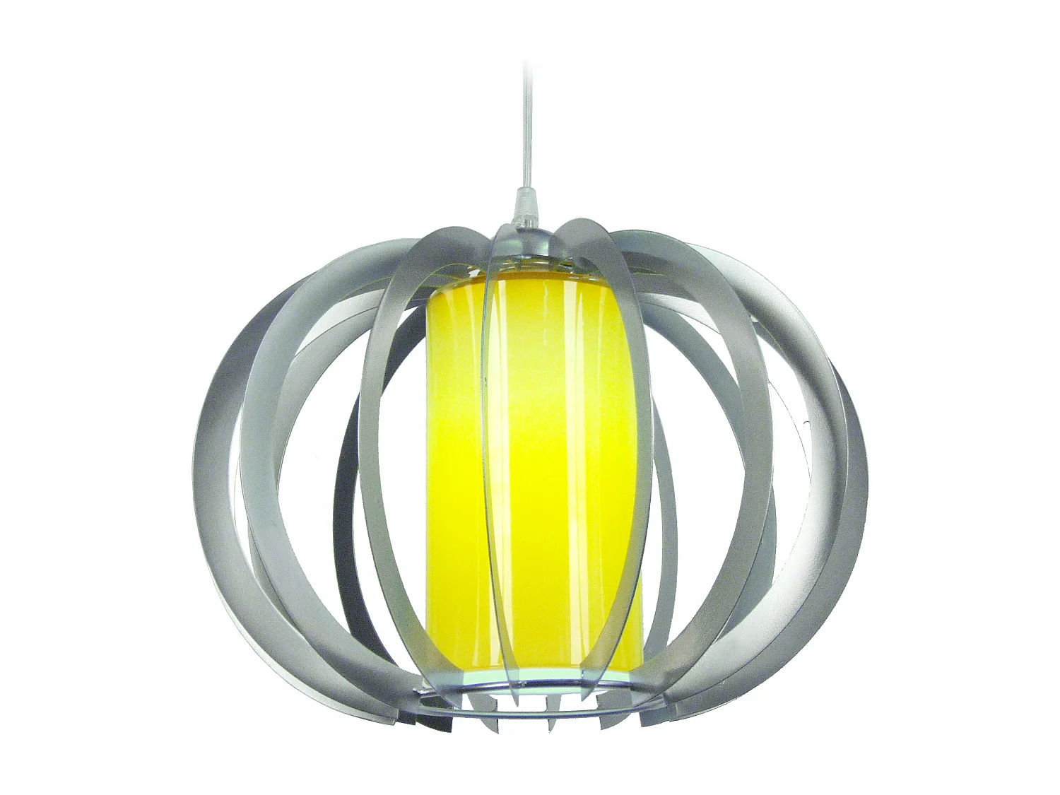 Suspension globe métal  aluminium,jaune 90 cm.