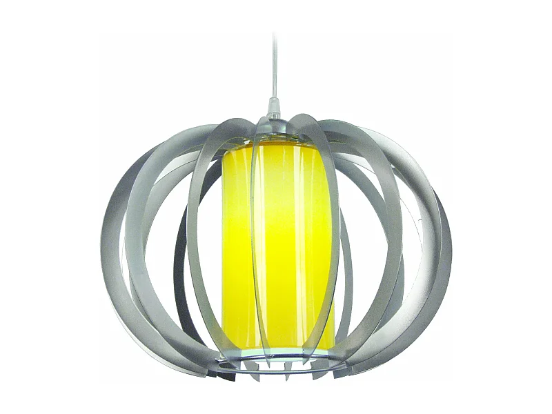 Suspension globe métal  aluminium,jaune 90 cm.