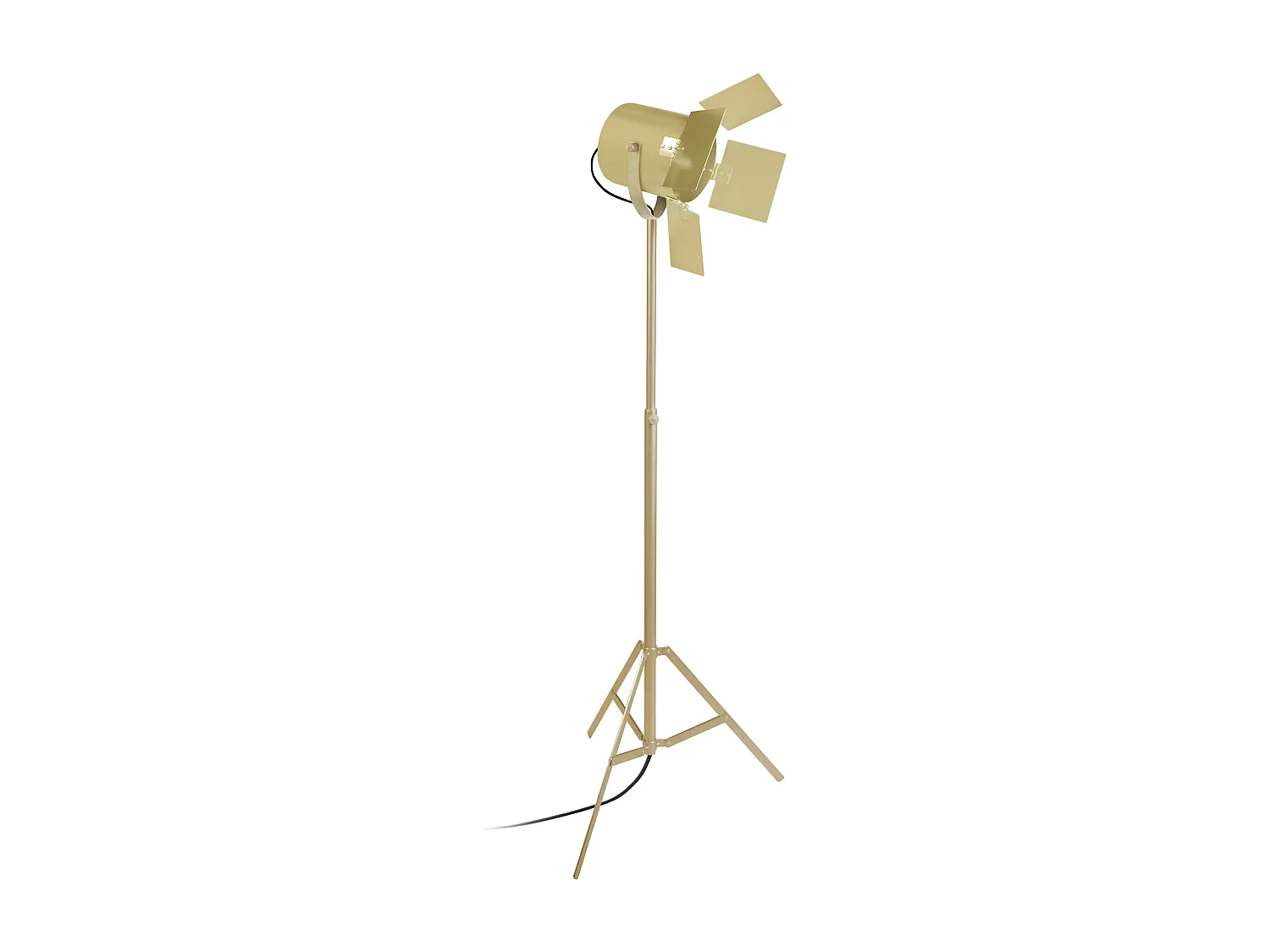 Lampadaire articulé trepied métal doré 155 cm.