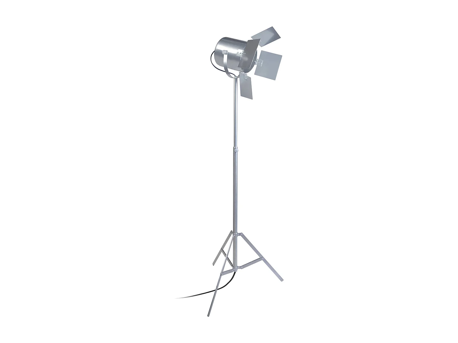 Lampadaire articulé trepied métal  aluminium 155 cm.