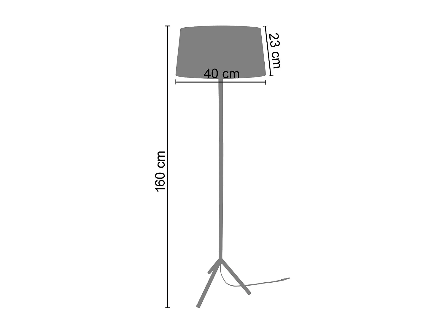 Lampadaire droit métal  citron 160 cm.