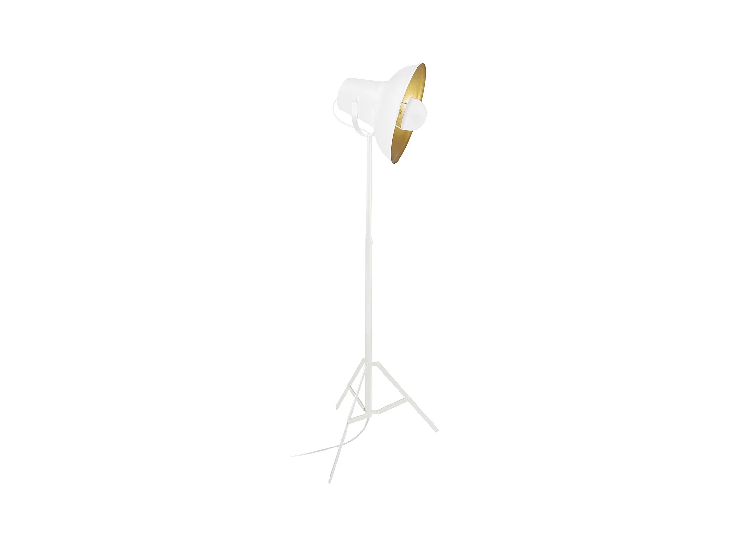 Lampadaire articulé trepied métal  ivoire doré 155 cm.