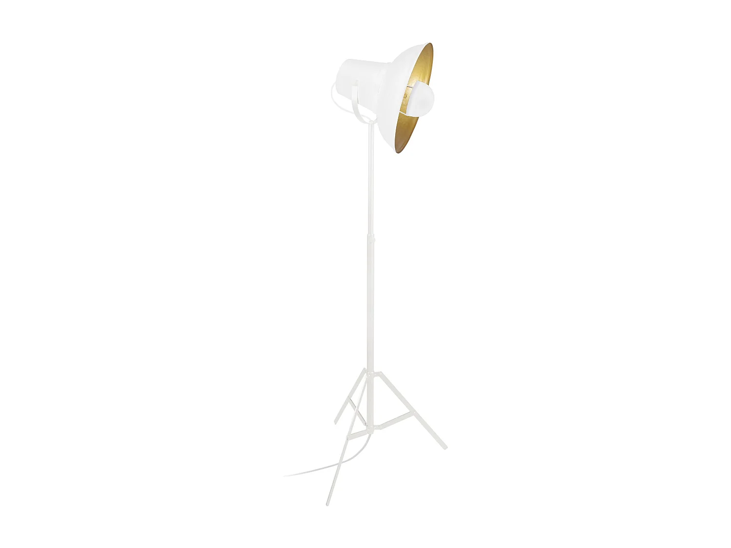 Lampadaire articulé trepied métal  ivoire doré 155 cm.