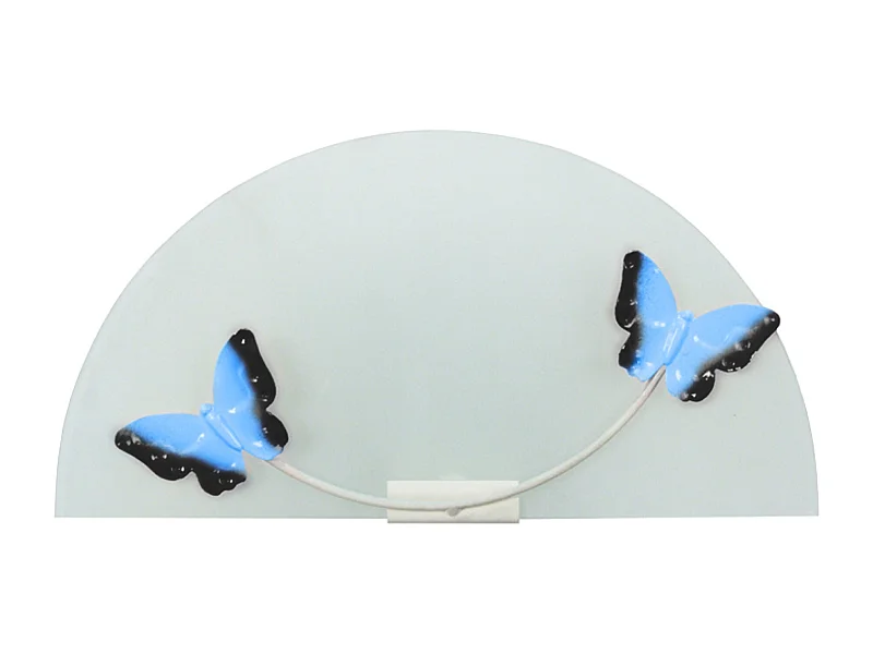 Applique enfant verre decor métal bleu 25cm.