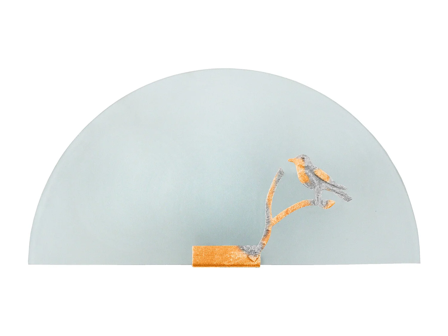 Applique enfant verre decor métal orange,gris25cm.