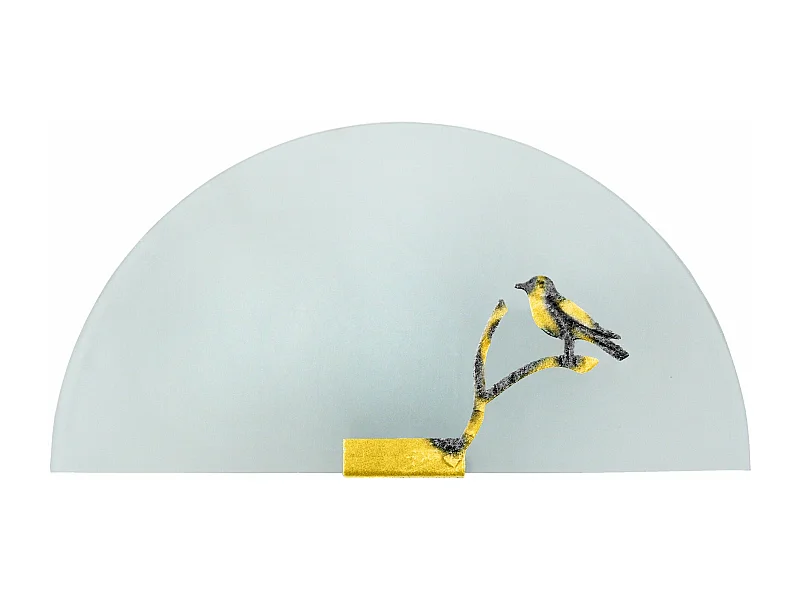 Applique enfant verre decor métal jaune,noir25cm.