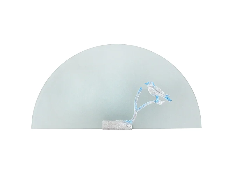 Applique enfant verre decor métal blanc,bleu 25cm.