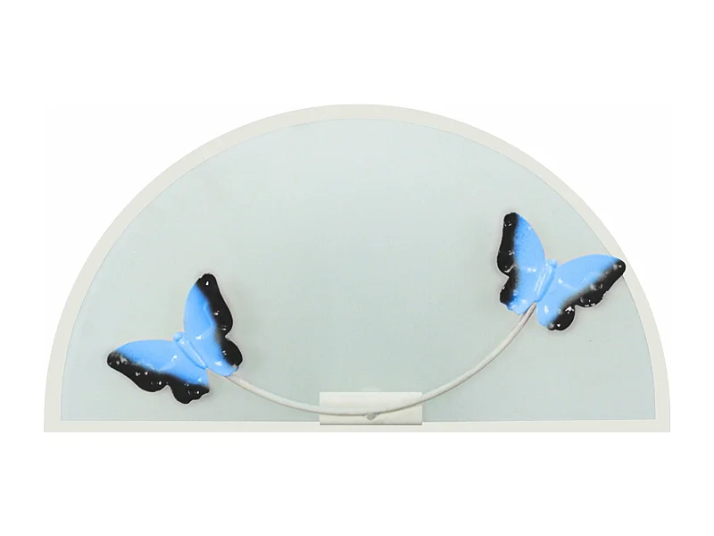 Plafonnier enfant verre plat métal papillon bleu noir 30 cm..