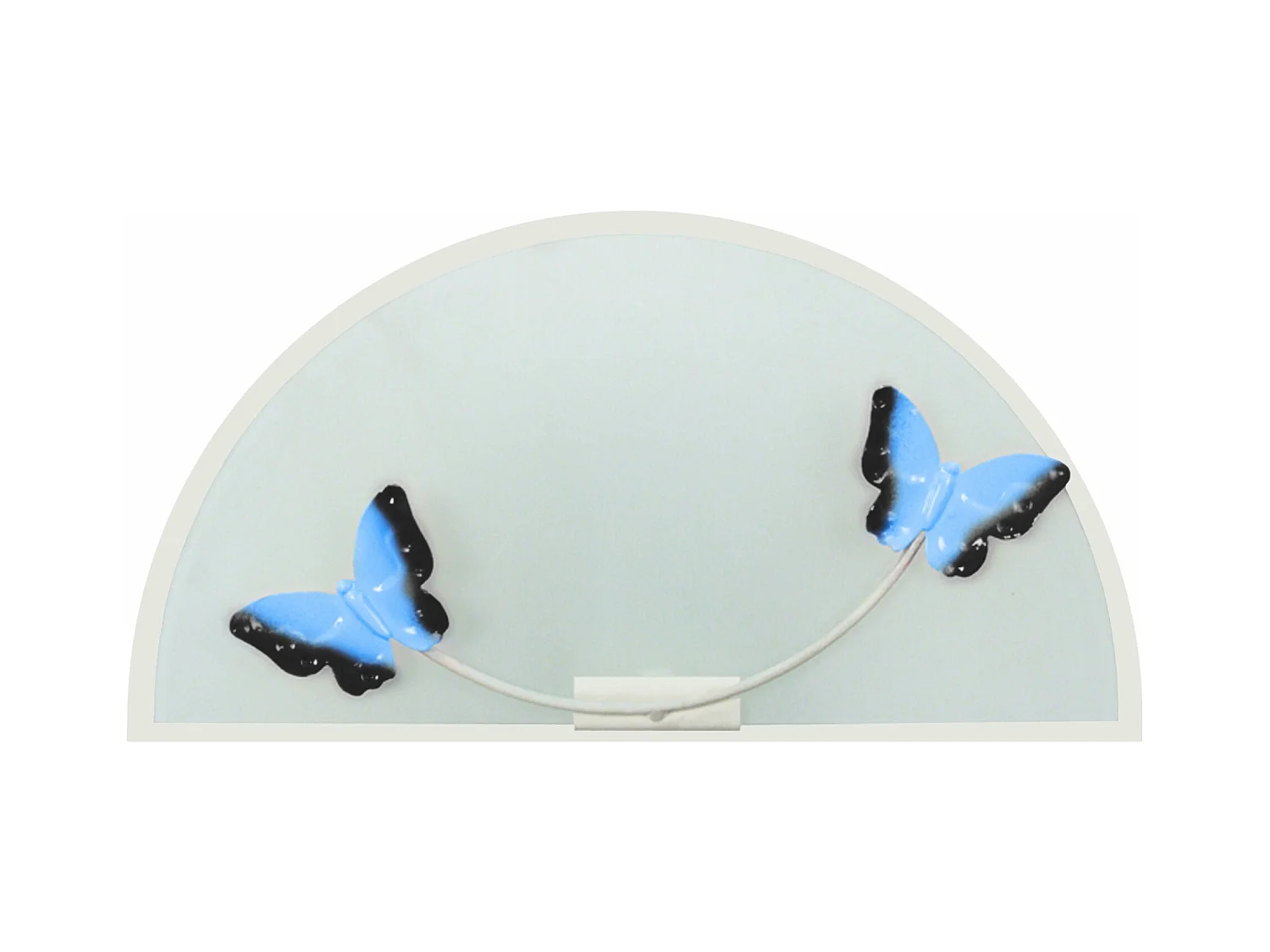 Plafonnier enfant verre plat métal papillon bleu noir 30 cm..