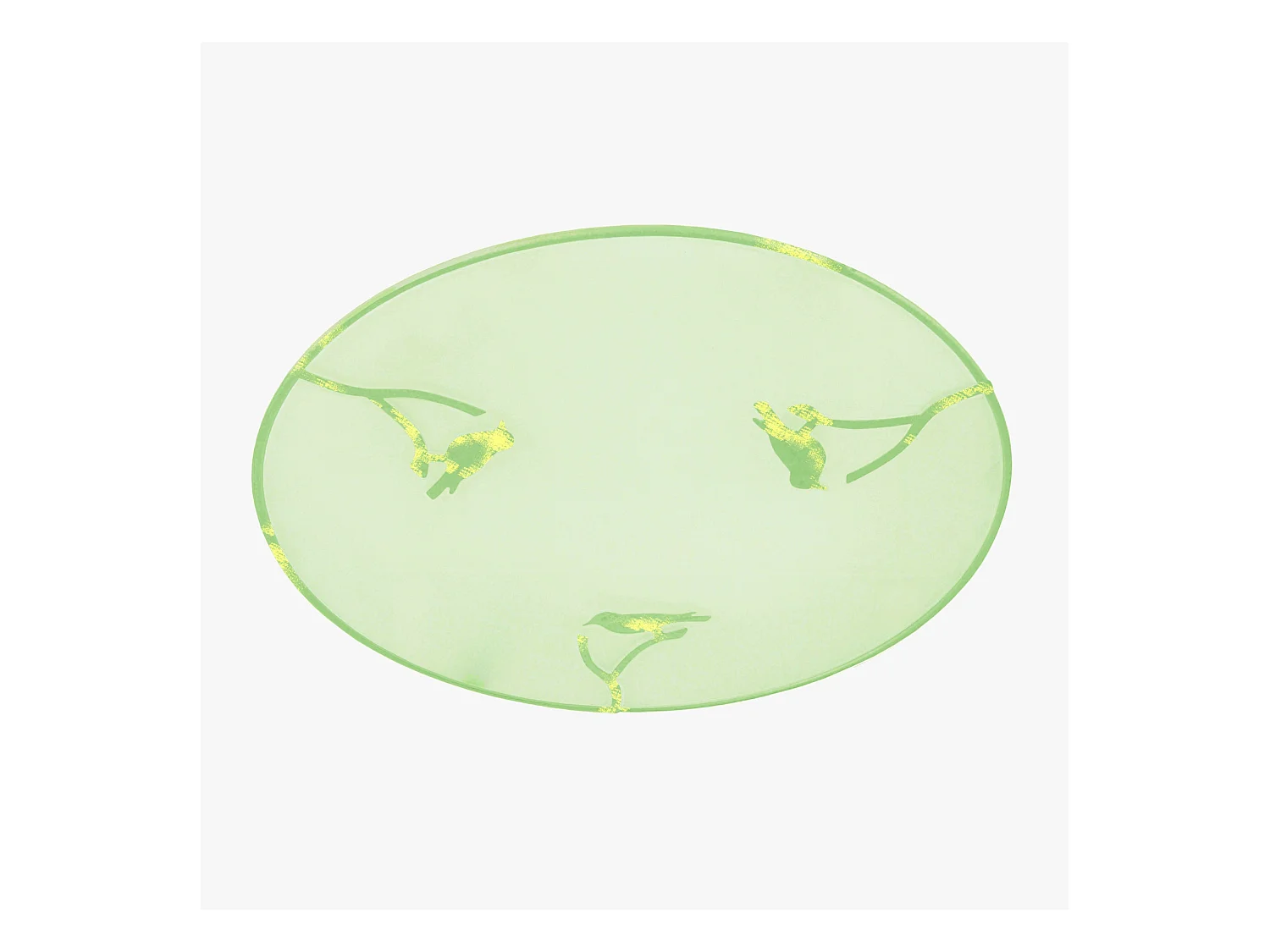 Plafonnier enfant verre plat métal oiseaux vert jaune 30 cm..