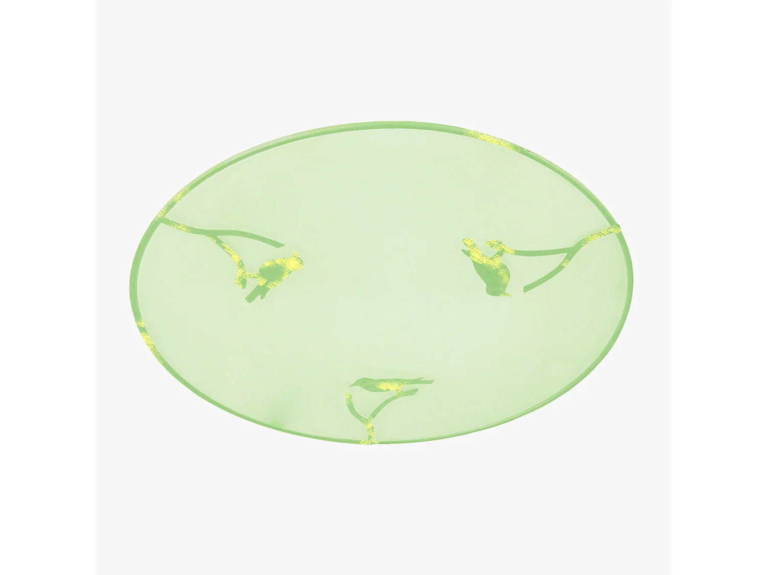 Plafonnier enfant verre plat métal oiseaux vert jaune 30 cm..