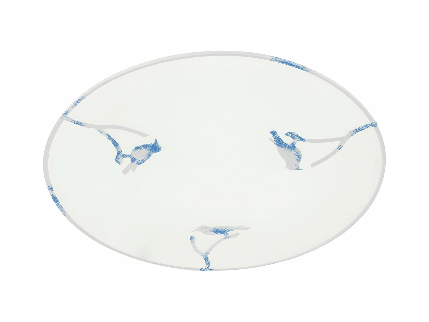Plafonnier enfant verre plat métal oiseaux blanc bleu 30 cm..
