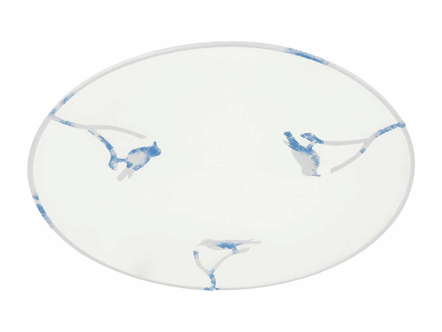 Plafonnier enfant verre plat métal oiseaux blanc bleu 30 cm..