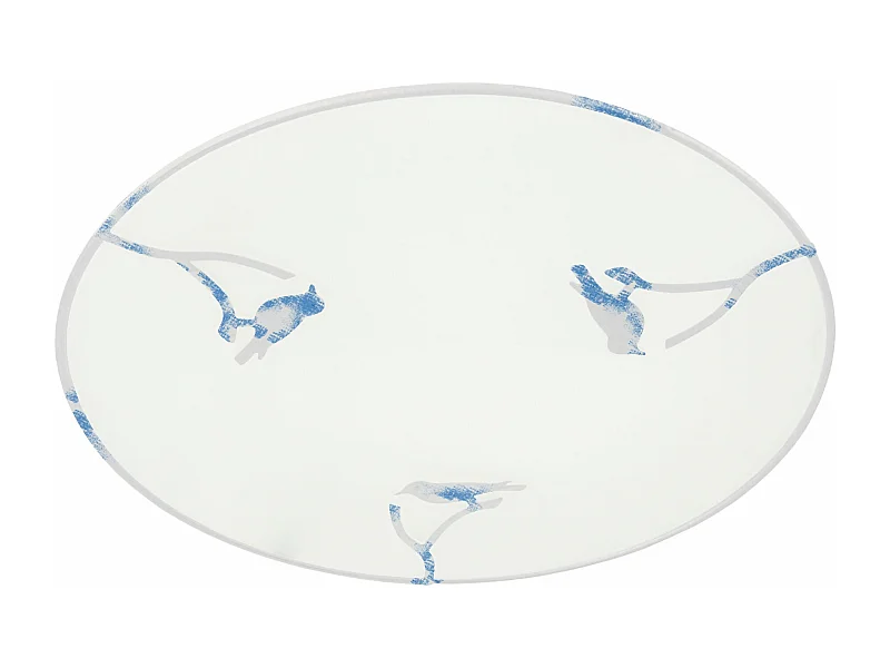 Plafonnier enfant verre plat métal oiseaux blanc bleu 30 cm..