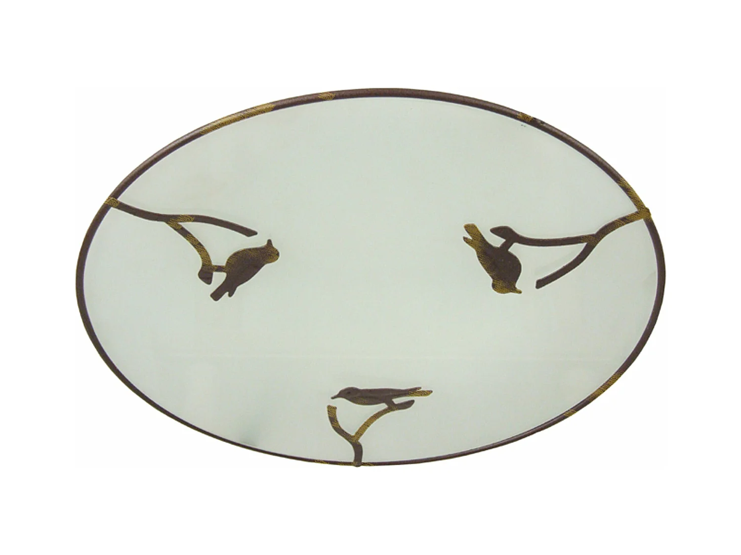 Plafonnier verre plat métal oiseaux marron doré 30 cm..