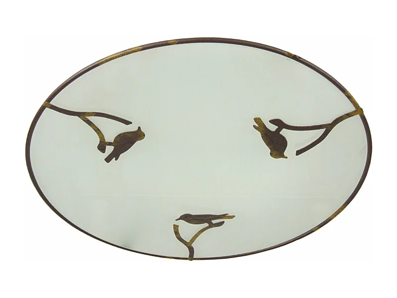 Plafonnier verre plat métal oiseaux marron doré 30 cm..
