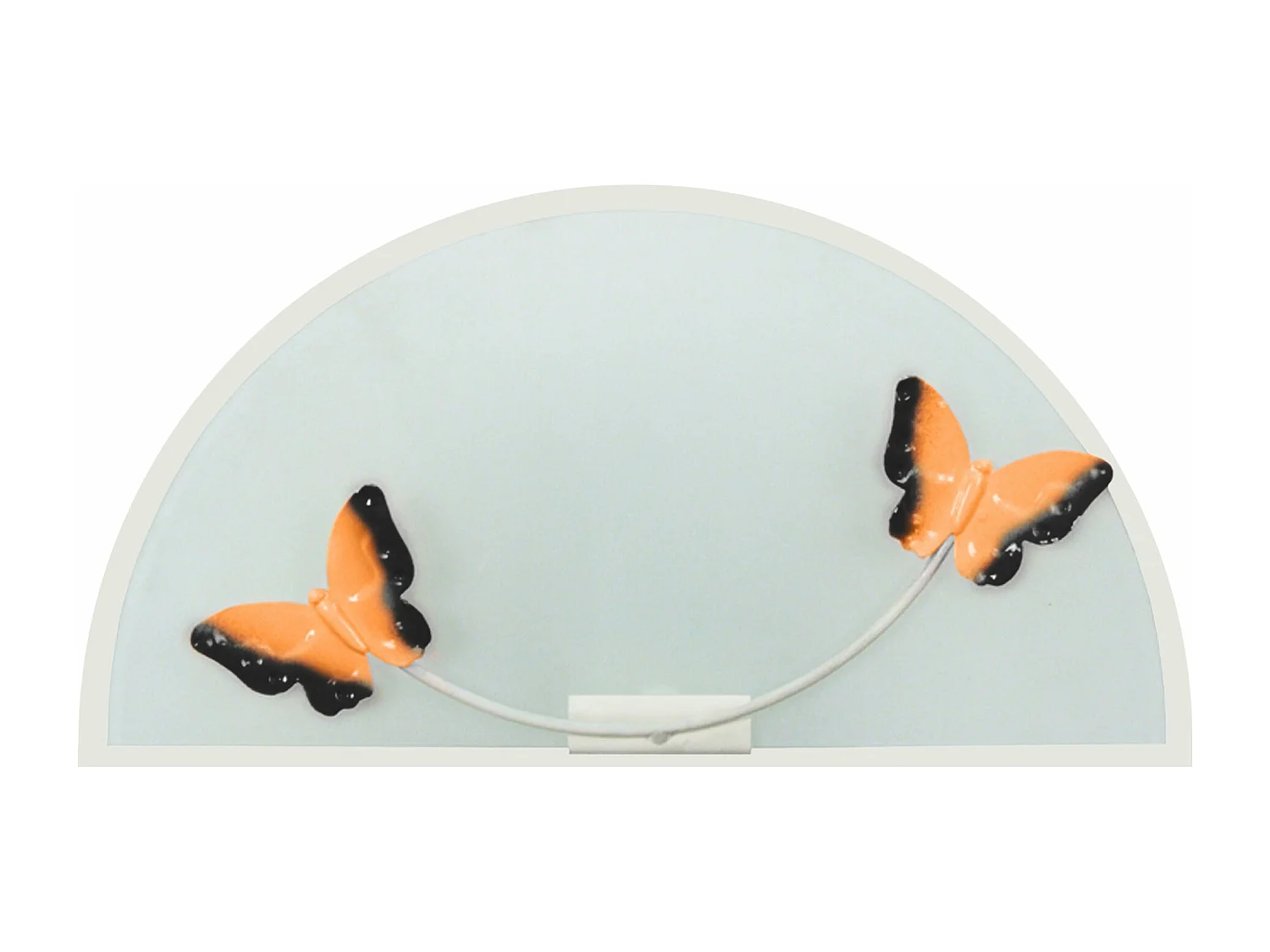 Plafonnier enfant verre plat métal papillon orange noir 30 cm..