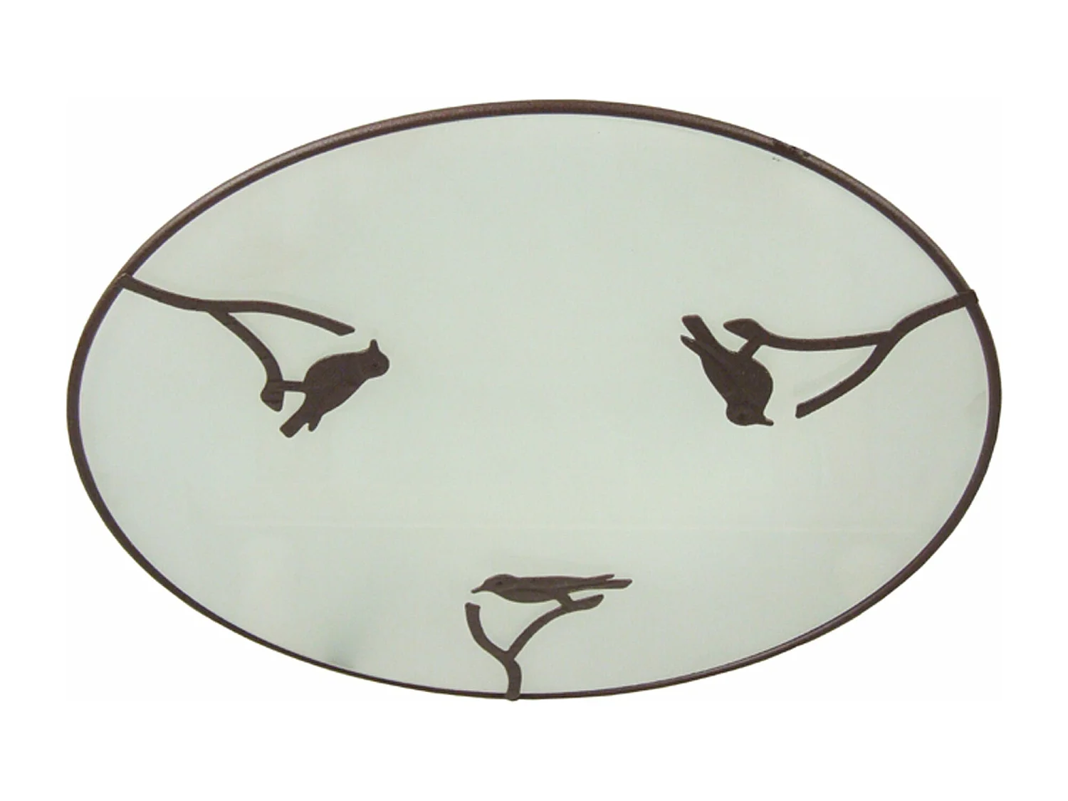 Plafonnier ronde verre plat, o métal oiseaux marron7,5 cm..