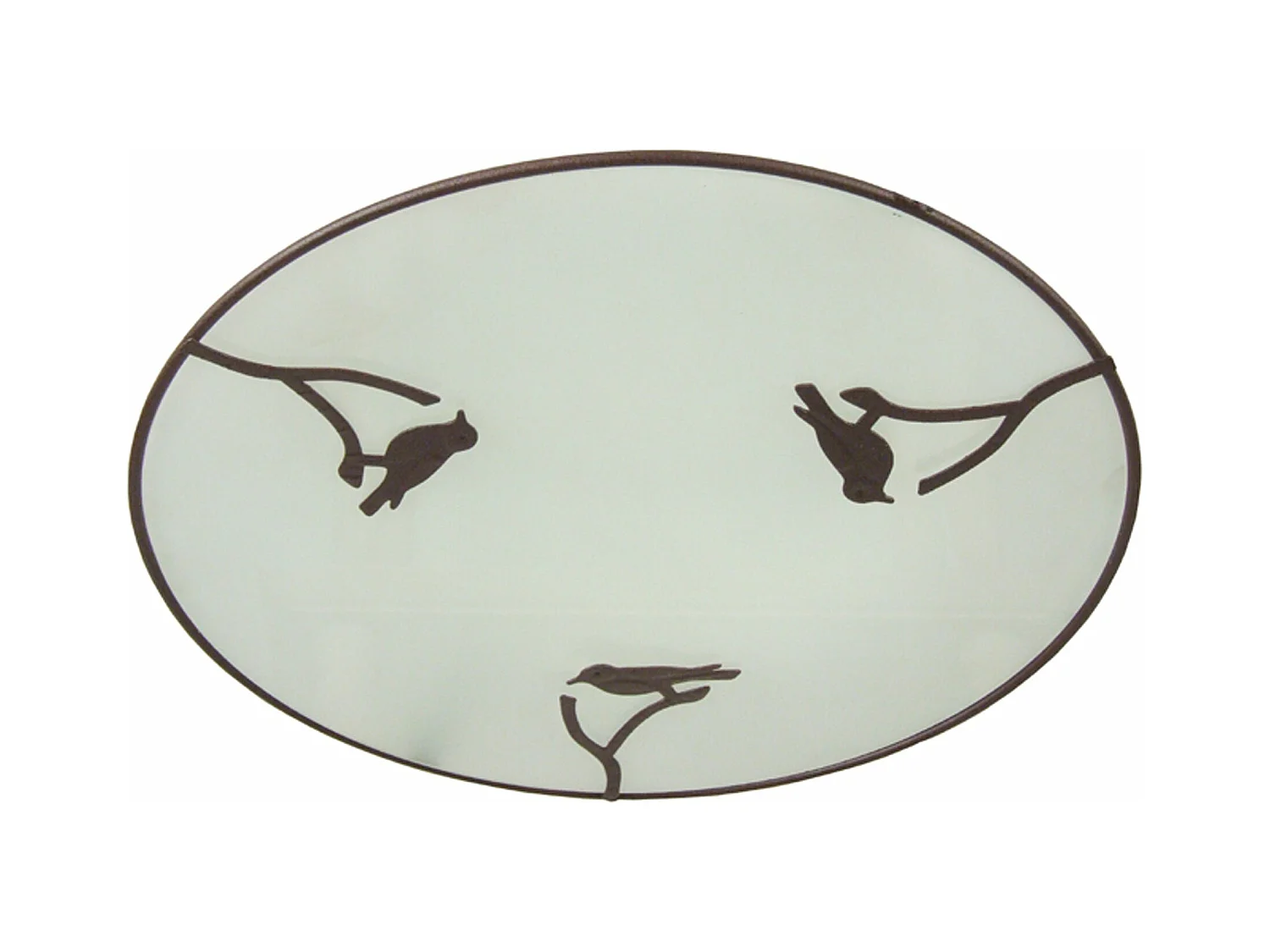 Plafonnier ronde verre plat, o métal oiseaux marron7,5 cm..
