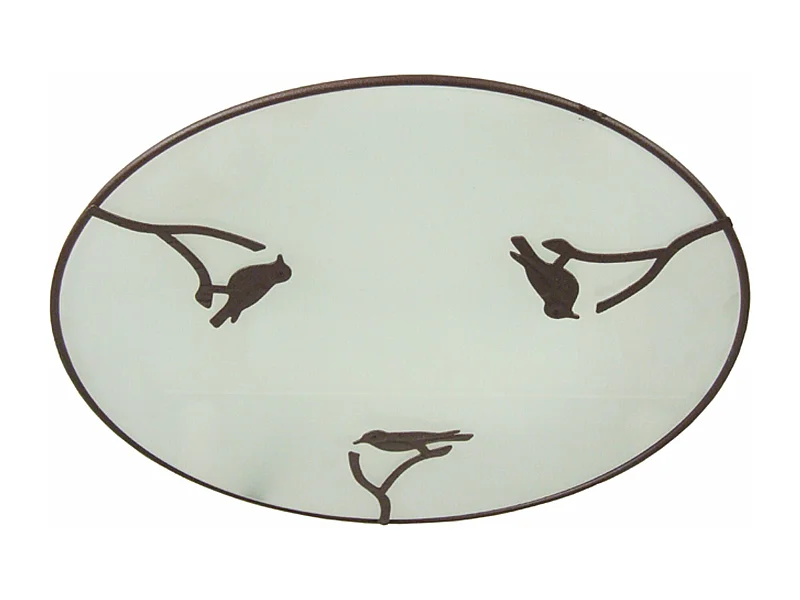 Plafonnier ronde verre plat, o métal oiseaux marron7,5 cm..