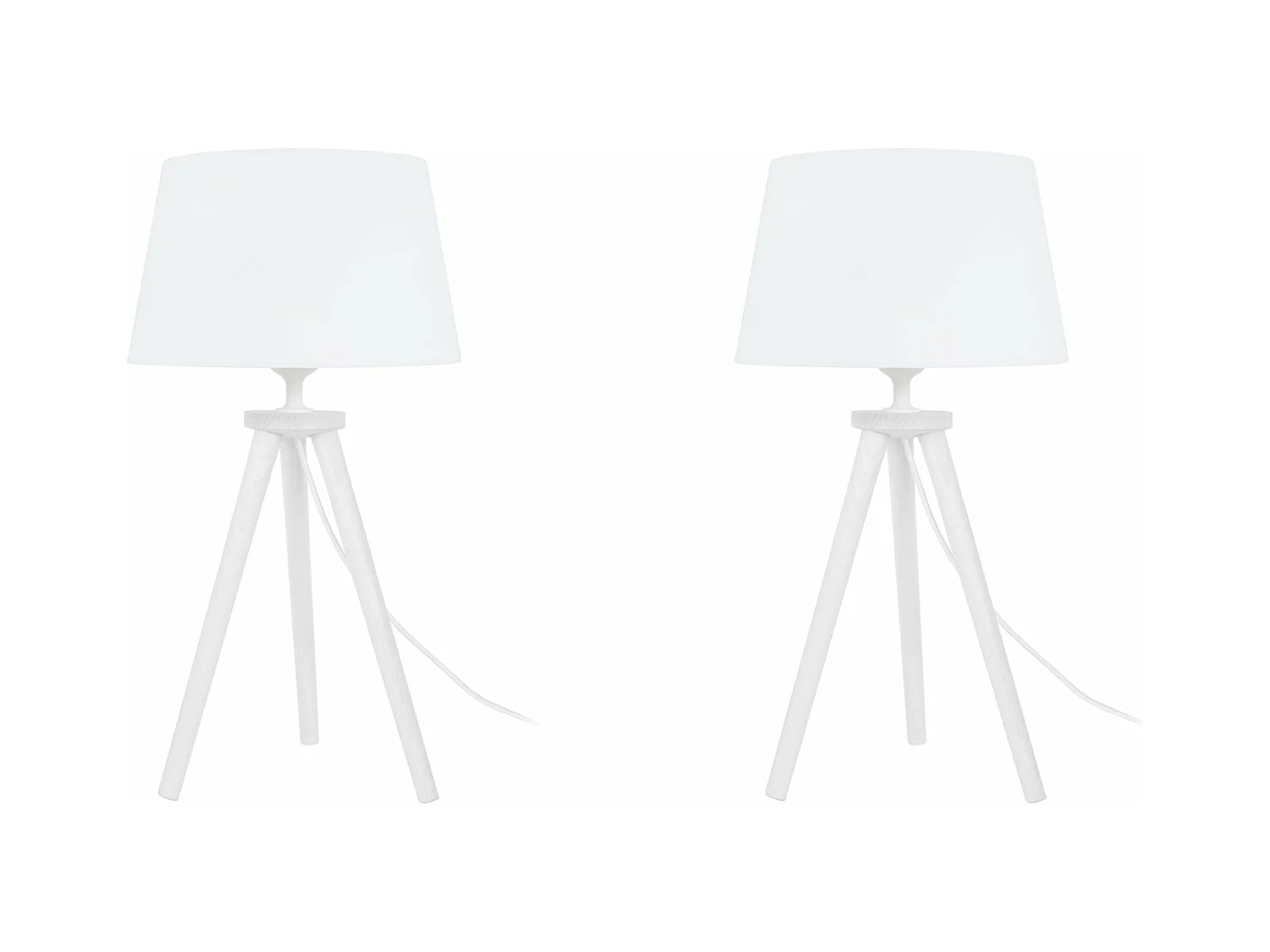 Pair de Lampes de chevet, trépied bois  bois blanc naturel 44 cm.