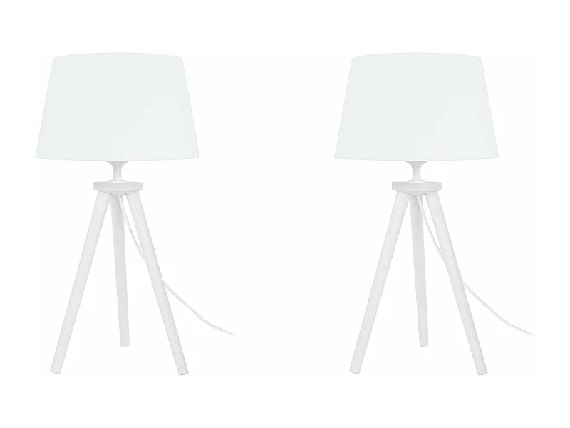 Pair de Lampes de chevet, trépied bois  bois blanc naturel 44 cm.