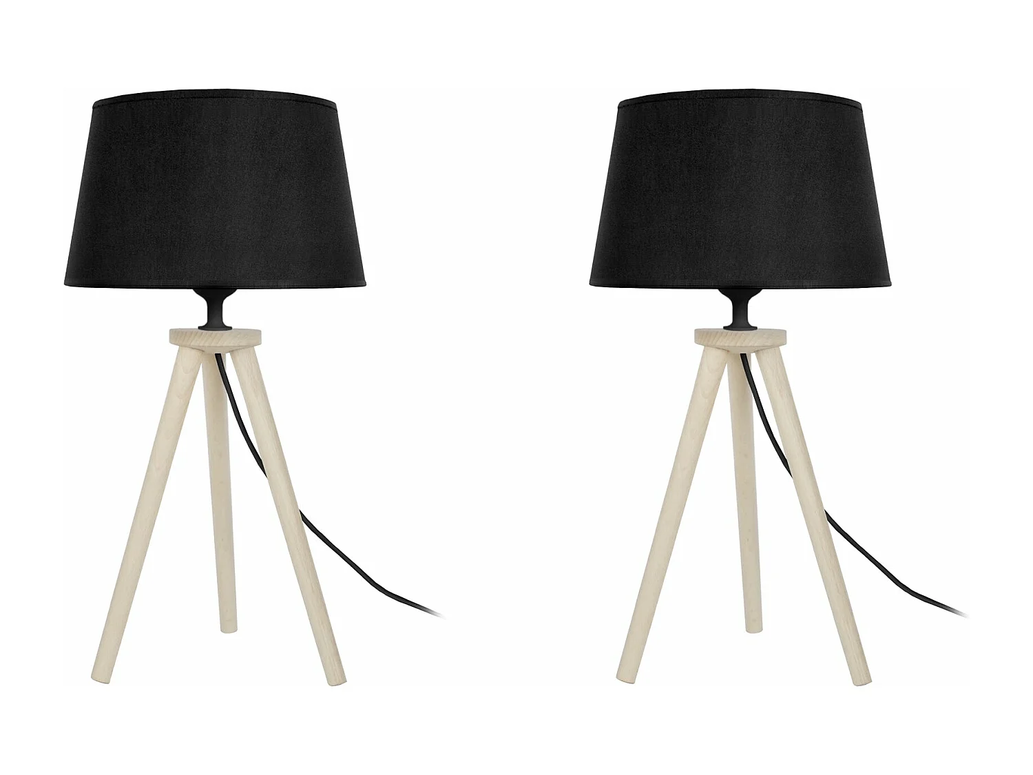 Abajur TOSEL MIDGARD LT2 tecido tripé preto D22 x  H41  cm